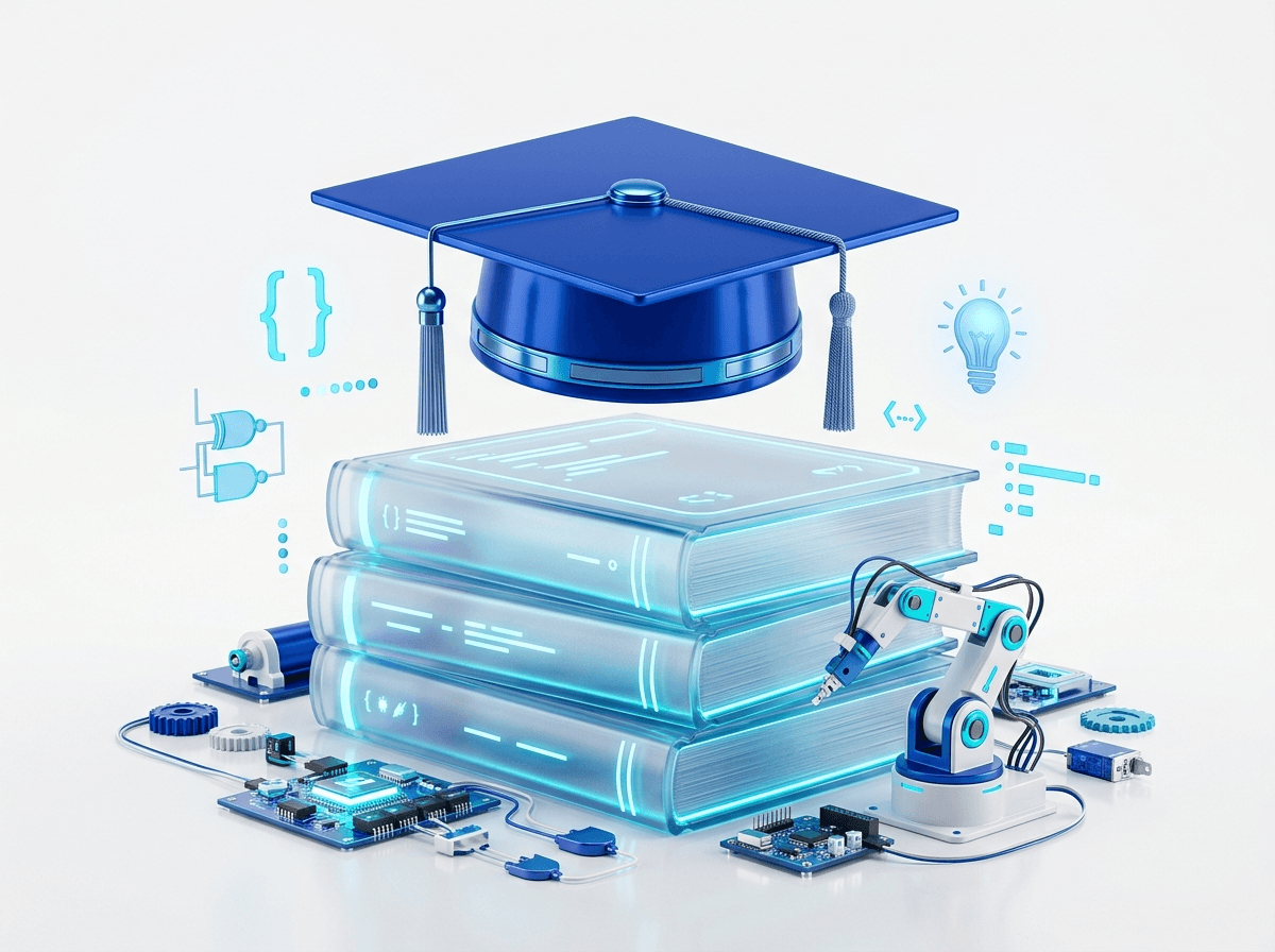 Modern STEM technology and robotics education 3D illustration