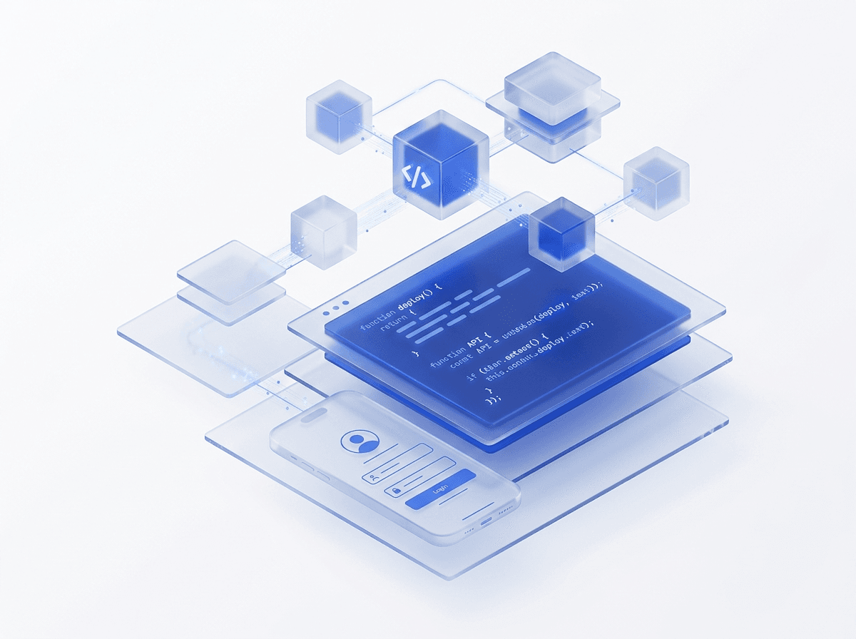 Software development cloud and UI architecture 3D illustration