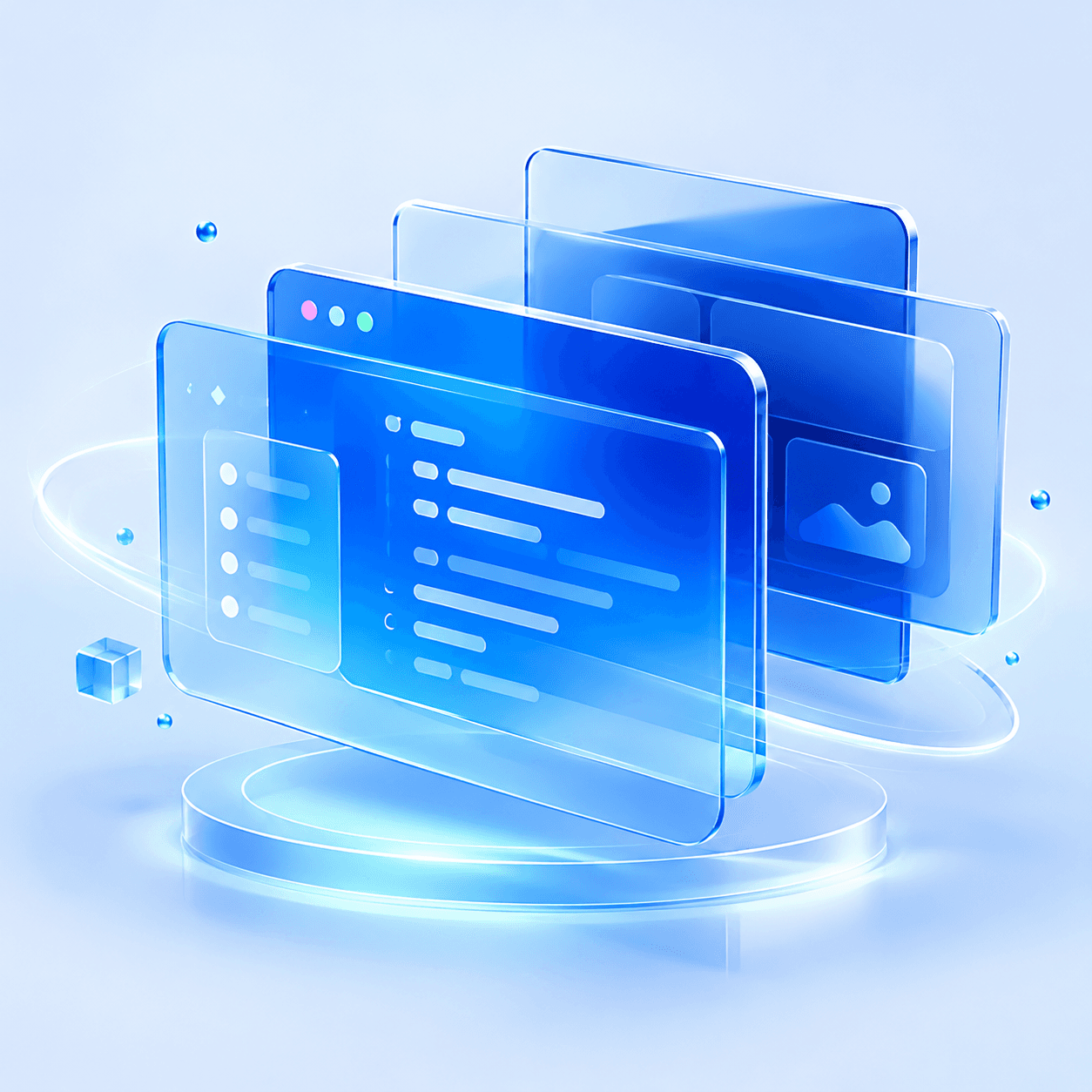 Software development 3D interface illustration