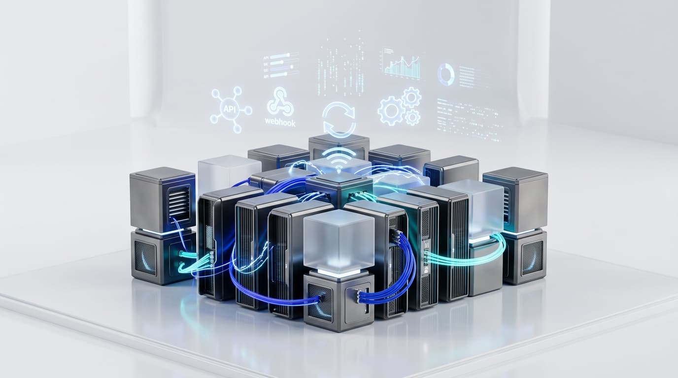 Cloud server infrastructure and optical networking 3D render