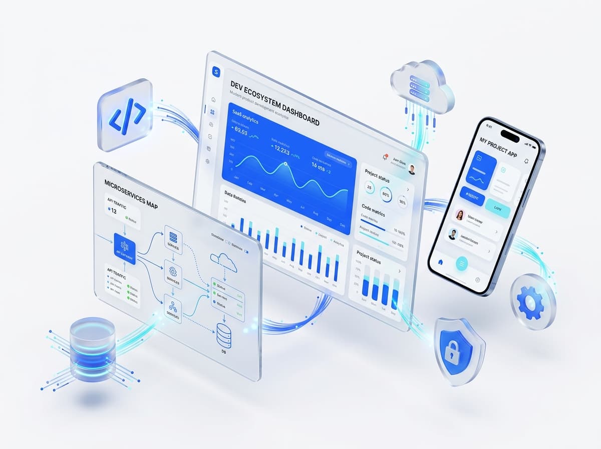 Web Applications & Dashboards 3D render illustration